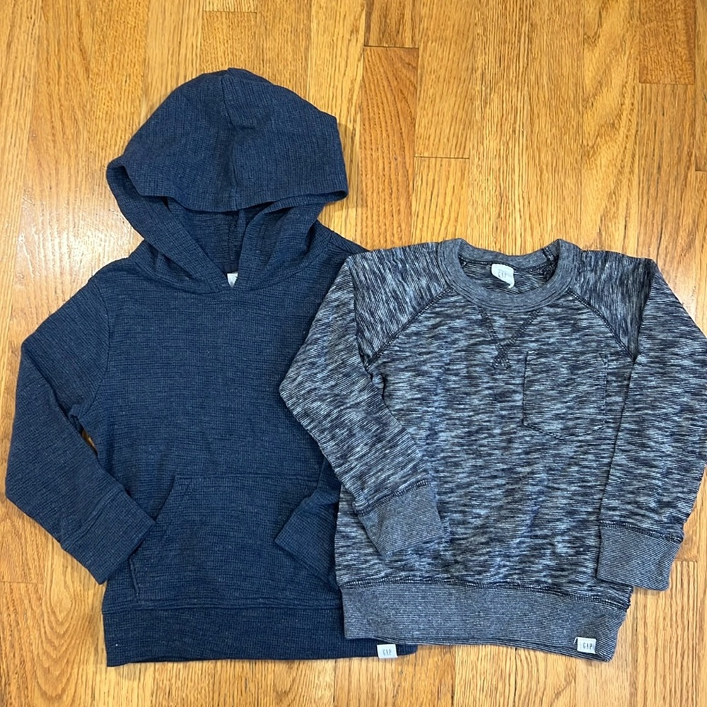 Lot of 2. Boys Gap Light Weight Thermal Hoodie and Pocketed Sweatshirt